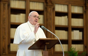Pope Francis gives the Angelus address Jan. 17, 2021. Credit: Vatican Media.